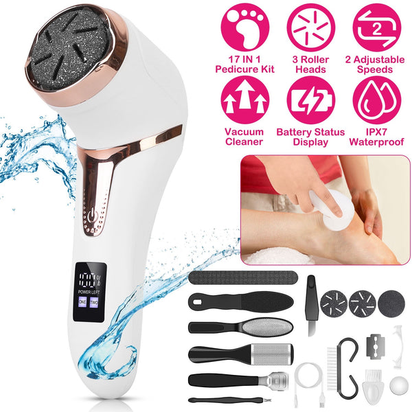 17Pcs Electric Foot Callus Remover With Vacuum